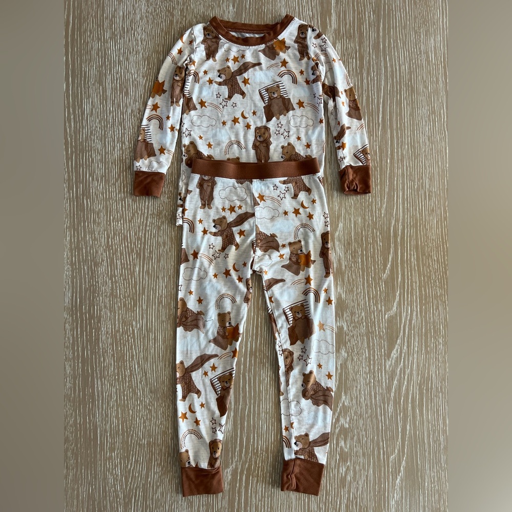 Little Sleepies Brown Bear Pajama 2 Piece Set 18-24 Months